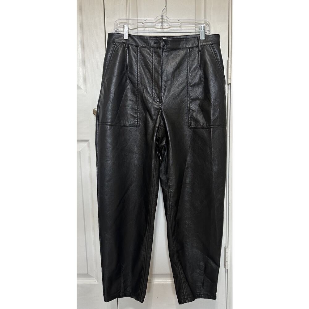 Aritzia Wilfred Women's Melina Faux Leather Pants Size 12 High Rise Straight Leg